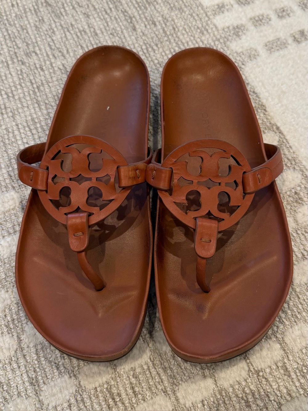 Tory Burch Miller Cloud Leather Thong Sandals; size 9.5